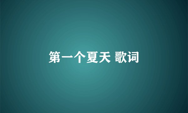 第一个夏天 歌词