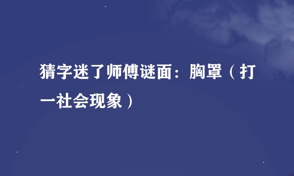 猜字迷了师傅谜面：胸罩（打一社会现象）