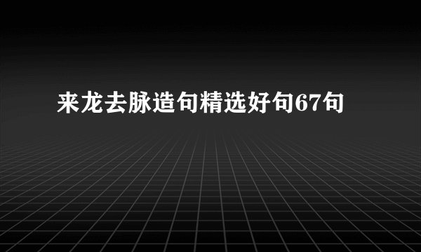 来龙去脉造句精选好句67句