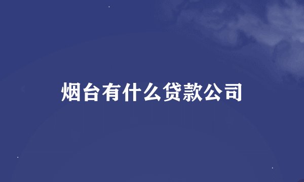 烟台有什么贷款公司
