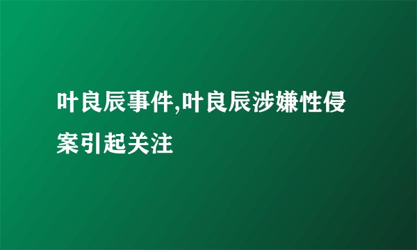 叶良辰事件,叶良辰涉嫌性侵案引起关注