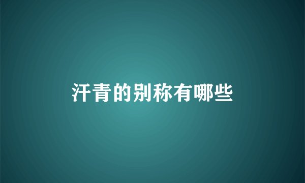 汗青的别称有哪些