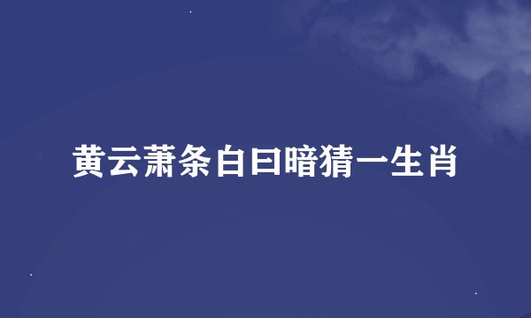 黄云萧条白曰暗猜一生肖