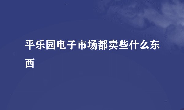 平乐园电子市场都卖些什么东西