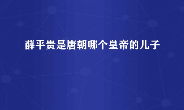 薛平贵是唐朝哪个皇帝的儿子