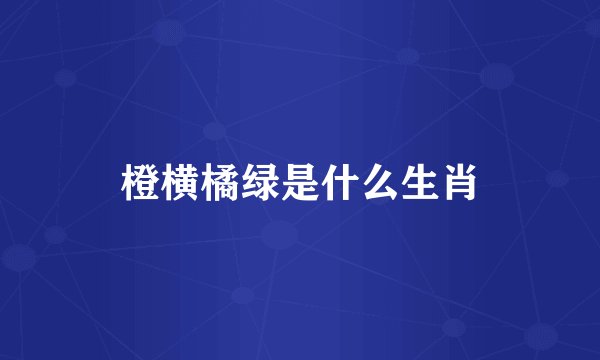 橙横橘绿是什么生肖