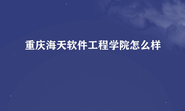 重庆海天软件工程学院怎么样