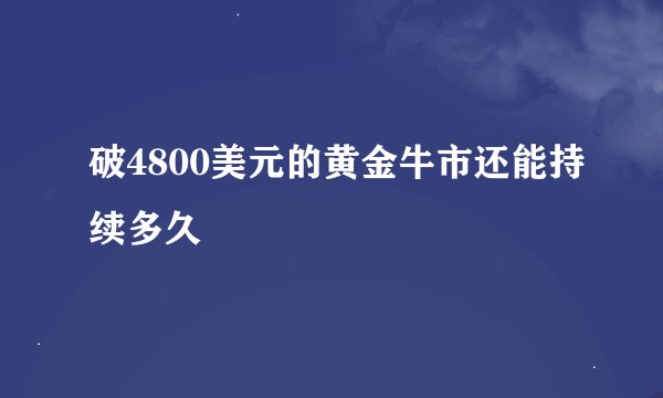 破4800美元的黄金牛市还能持续多久
