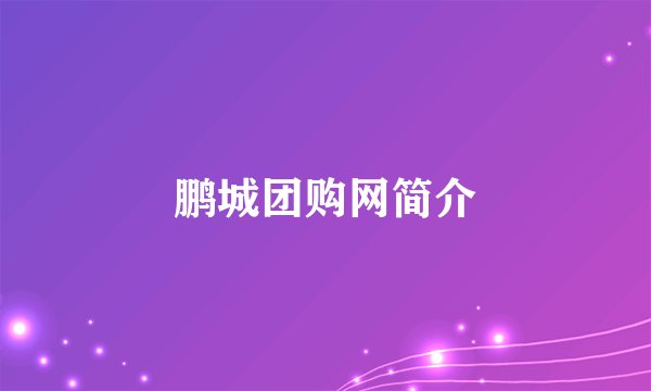 鹏城团购网简介
