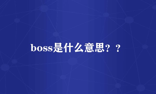 boss是什么意思??