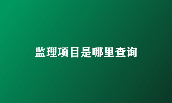 监理项目是哪里查询