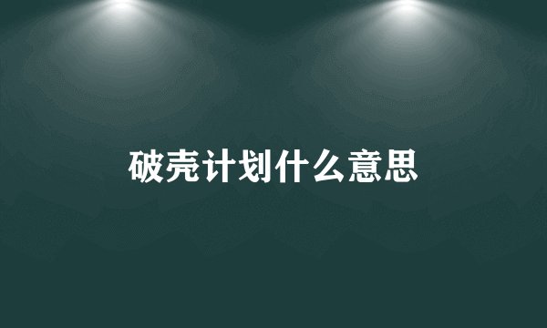 破壳计划什么意思