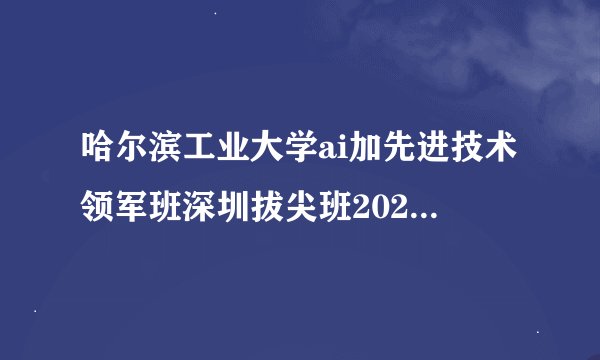 哈尔滨工业大学ai加先进技术领军班深圳拔尖班2025培养方案