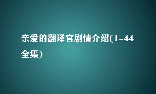 亲爱的翻译官剧情介绍(1-44全集)