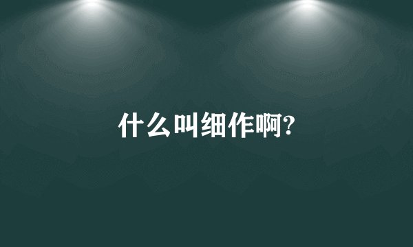 什么叫细作啊?