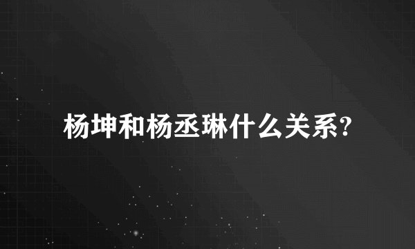 杨坤和杨丞琳什么关系?