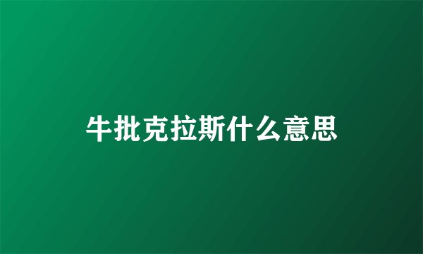 牛批克拉斯什么意思