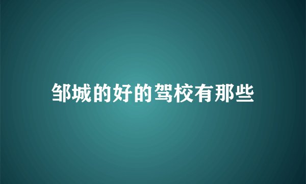 邹城的好的驾校有那些