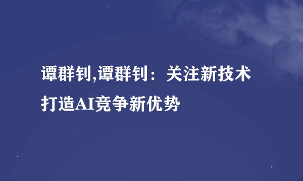 谭群钊,谭群钊：关注新技术 打造AI竞争新优势
