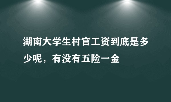 湖南大学生村官工资到底是多少呢,有没有五险一金