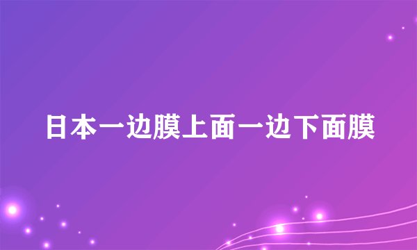 日本一边膜上面一边下面膜