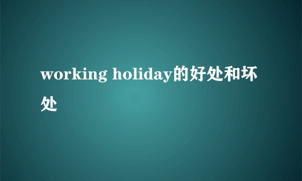 working holiday的好处和坏处