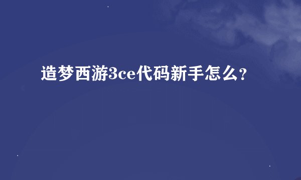 造梦西游3ce代码新手怎么？