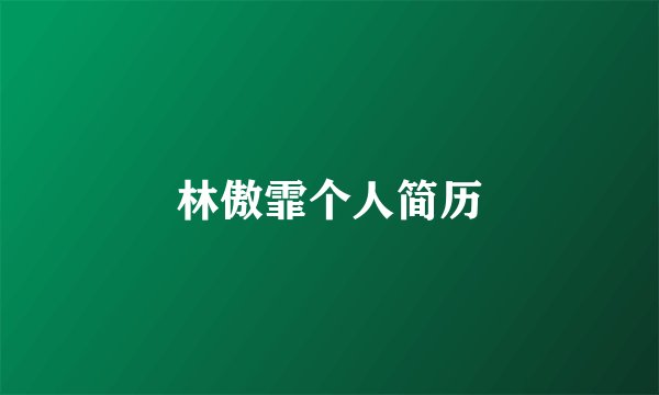 林傲霏个人简历