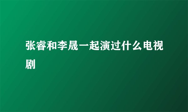 张睿和李晟一起演过什么电视剧