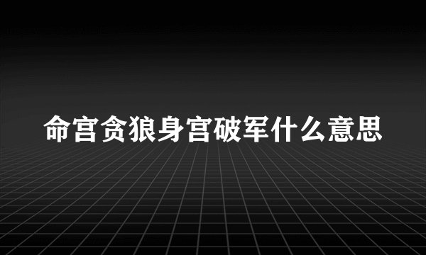 命宫贪狼身宫破军什么意思