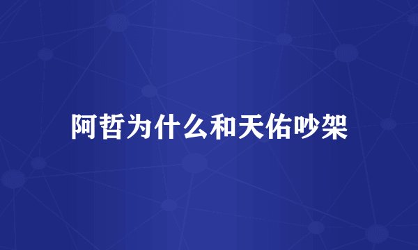 阿哲为什么和天佑吵架