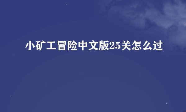 小矿工冒险中文版25关怎么过