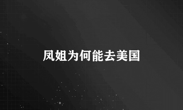 凤姐为何能去美国