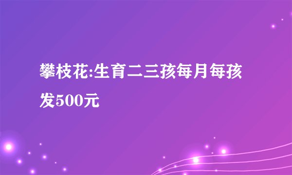 攀枝花:生育二三孩每月每孩发500元