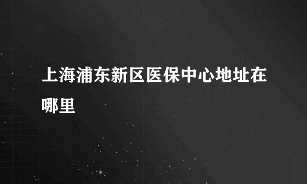 上海浦东新区医保中心地址在哪里