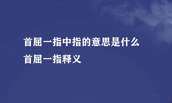首屈一指中指的意思是什么 首屈一指释义