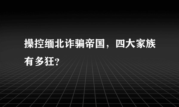 操控缅北诈骗帝国，四大家族有多狂？
