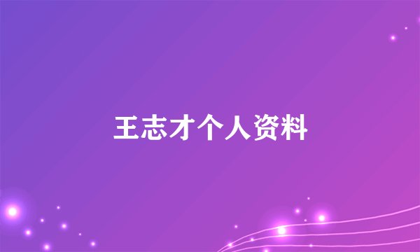 王志才个人资料