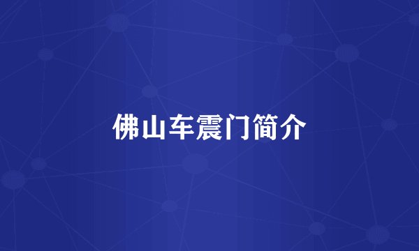 佛山车震门简介