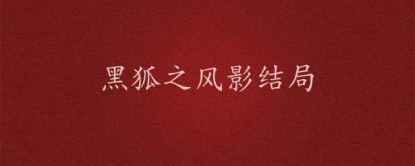黑狐之风影结局