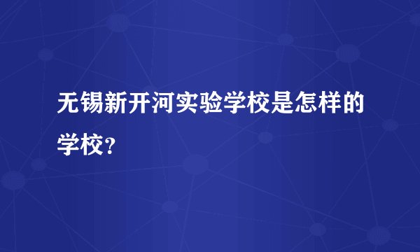 无锡新开河实验学校是怎样的学校？
