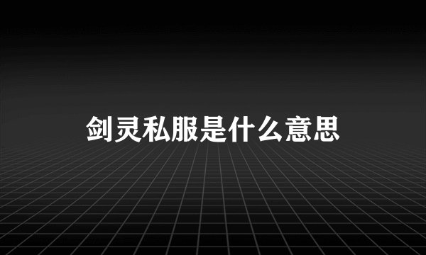 剑灵私服是什么意思