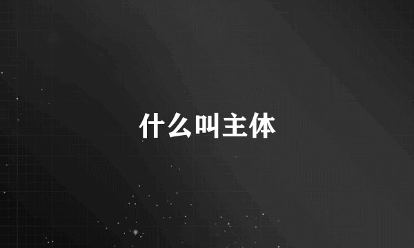 什么叫主体