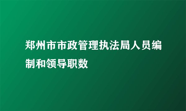 郑州市市政管理执法局人员编制和领导职数