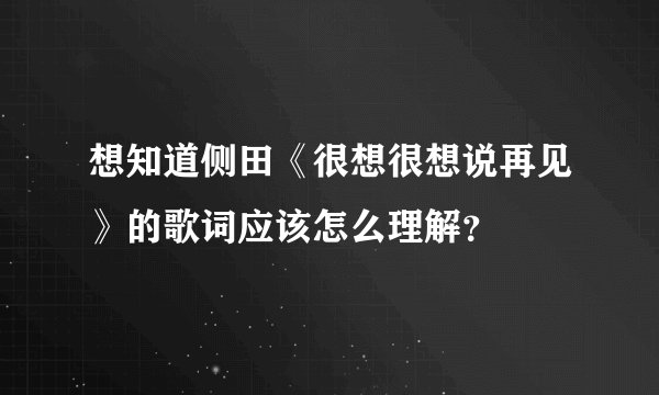 想知道侧田《很想很想说再见》的歌词应该怎么理解？