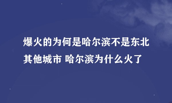 爆火的为何是哈尔滨不是东北其他城市 哈尔滨为什么火了