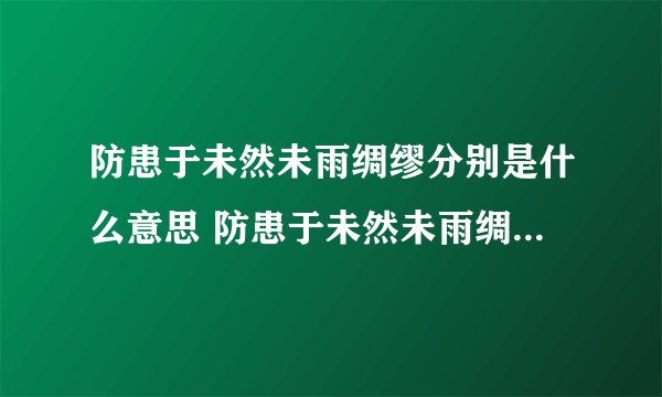 防患于未然未雨绸缪分别是什么意思 防患于未然未雨绸缪的意思