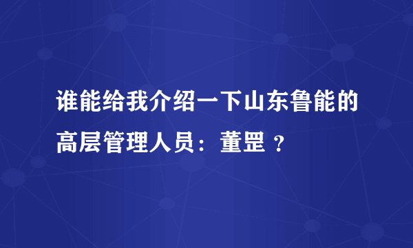谁能给我介绍一下山东鲁能的高层管理人员：董罡 ？