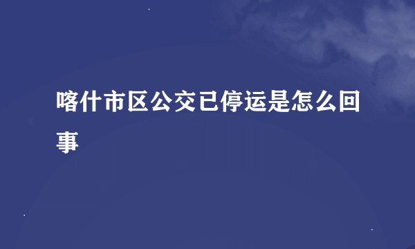 喀什市区公交已停运是怎么回事