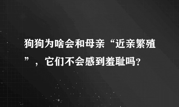 狗狗为啥会和母亲“近亲繁殖”，它们不会感到羞耻吗？
